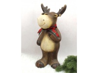 Figurka ceramiczna RENIFER z szalem w kratkę 43x19x18 cm