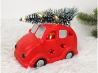 Figurka ceramiczna Samochód z choinką 13x10 cm CZERWONY
