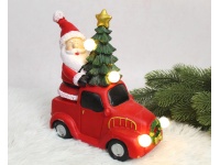 Figurka ceramiczna SAMOCHÓD z Mikołajem i choinką świecący LED 22x20x10 cm (20256-1)