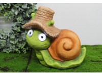 k Figurka ceramiczna solarna ŚLIMAK w kapeluszu 26,5x26 cm