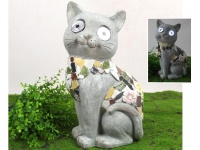 Figurka ceramiczna solarna mozaika szary KOT 37x19x16,5 cm
