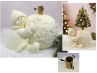 Figurka ceramiczna STOJAK LED CHŁOPIEC z bombką 30,5x25x24 cm