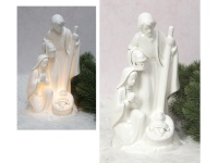Figurka ceramiczna ŚWIĘTA RODZINA LED 25x13 cm BIAŁO-ZŁOTA