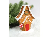 Figurka polyresin DOMEK Z PIERNIKA 14x9x4,5 cm - BIAŁO-BRĄZOWY