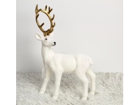 Figurka plastikowa, flokowana RENIFER 31x20x6 cm - BIAŁY