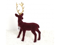 Figurka plastikowa, flokowana RENIFER 31x20x6 cm - BORDOWY