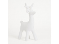 Figurka plastikowa JELEŃ flokowany 30,5 cm BIAŁY