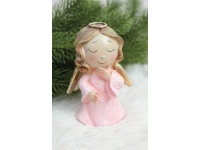 Figurka polyresin ANIOŁ w różowej sukience  10x7,5x4 cm