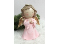 Figurka polyresin ANIOŁ w różowej sukience 20x15x9 cm