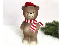 Figurka polyston MIŚ BRĄZOWY w szaliku i czapce 24 cm (35242-1)