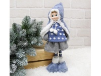 Figurka świąteczna DZIECKO w niebieskim płaszczu 40x11x8 cm