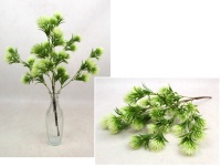 Gałązka ala OSET silikonowy wys. 50 cm, 6 łodyg ZIELONA z białymi końcami