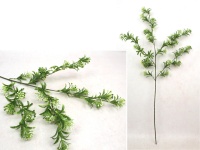 Gałązka BYLICA silikonowa wys. 82 cm, 4 ramiona ZIELONA z białymi kwiatkami