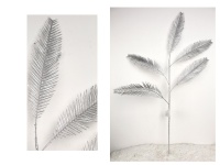 Gałązka dekoracyjna, plastikowa PALMA 5-ramienna wys. 95 cm SREBRNA