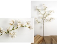 Gałązka DROBNE KWIATKI wys. 84 cm, 7 ramion (kwiat 4x1 cm) BIAŁY
