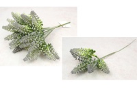 Gałązka ozdobna na piku DROBNE KULKI wys. 30 cm ZIELONA z fioletowo-białymi końcami - 1 szt