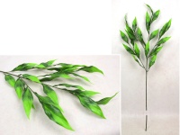 Gałązka RUSKUS silikonowa podłużne liście wys. 88 cm ZIELONY z jasnymi brzegami