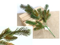 Gałązka SOSNA silikonowa wys. 48 cm, 3 ramienna ZIELONO RUDA