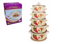 Garnki emaliowane 5 SZT 16,18,20,22,24 cm NO:1055A TRUSKAWKI