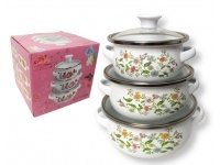 Garnki emaliowane kpl 3 szt 12, 14 i 16 cm