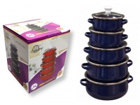 Garnki emaliowane NAKRAPIANE zestaw 5 szt (16/18/20/22/24 cm) GRANATOWE