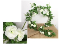 Girlanda, bluszcz BEGONIA dł. 175 cm (21 kwiatów 5,5x2 cm) -  BIAŁA