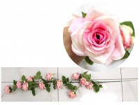 Girlanda RÓŻA 1-ramienna 1,2 m (11 kwiatów 8 cm) RÓŻOWA