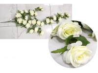 Girlanda RÓŻA 3-ramienna RÓŻA 1,2 m (23 kwiaty 10 cm) MLECZNA