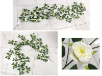 Girlanda RÓŻA wys.190 cm (kwiat 6-3,5 cm) BIAŁA