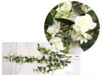 Girlanda RÓŻA z dodatkami 3-ramienna 1,2 m (43 kwiaty 3-6cm) BIAŁA