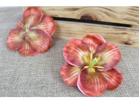 Główka kwiatowa HIBISKUS 3D 13 cm POMARAŃCZOWO-BRĄZOWY