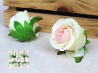 Główka kwiatowa RÓŻA 9x7 cm ECRU z różowym środkiem - 1 szt