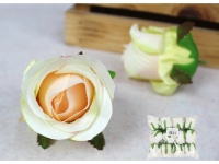 Główka kwiatowa RÓŻA 9x7 cm KREMOWO-RÓŻOWA cieniowana - 1 szt