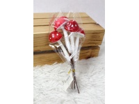 Grzybki styropianowe, dekoracyjne wys. 18 cm na piku CZERWONE - kpl 5 szt w folii