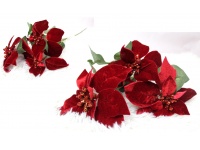 Gwiazda betlejemska welurowa, POINSECJA CZERWONA wys. 60 cm trzy kwiaty 17 cm