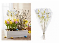 Jajka plastikowe na piku 25 cm kpl 6 szt BIAŁE z zającem