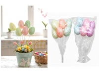 Jajka styropianowe na piku świecące mix kolor - kpl 6 szt