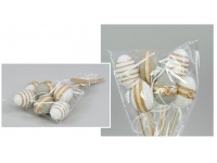 Jajko plastikowe (6 cm) na piku Z JUTĄ W PASKI 20 cm - kpl 6 szt