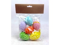 Jajko plastikowe z zawieszką 6 cm zawijasy kolor - kpl 6 szt TJ235-01