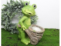 k Figurka ceramiczna ŻABA z taczką-doniczką 40x25 cm