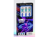 Kabel 3w1 USB typ-C świecący LED 114cm opakowanie 17x7,5x2,5 cm