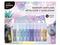 KIDEA Markery akrylowe metaliczne 10 kolorów + szablony
