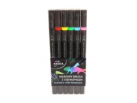 KIDEA Markery BRUSH z cienkopisem 6 kolorów