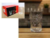 Kieliszki szklane 50 ml do wódki z tłoczonym wzorem POZIOMKI 6,5x4 cm kpl 6 szt