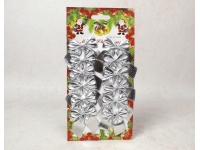 Kokarda dekoracyjna z tworzywa sztucznego 5,5x5,5 cm kpl. 12 szt SREBRNA