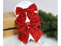 Kokardki świąteczne 15x13 cm CZERWONE kpl 2 szt