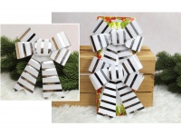 Kokardki świąteczne 18x14 cm SREBRNE w srebrne pasy kpl 2 szt