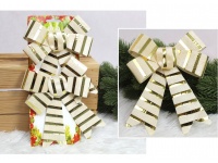 Kokardki świąteczne 18x14 cm ZŁOTE w złote pasy kpl 2 szt