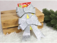 Kokardki świąteczne 19x14 cm SREBRNE kpl 2 szt