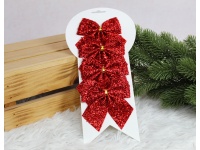 Kokardki świąteczne 9x9 cm CZERWONE kpl 4 szt